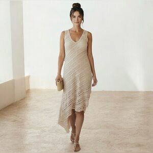 Central Park West Beige Crochet Maxi Skirt sz Small NWT